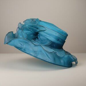 Forbusite Hat  Women’s Organza Derby Easter Parade Teal O/S